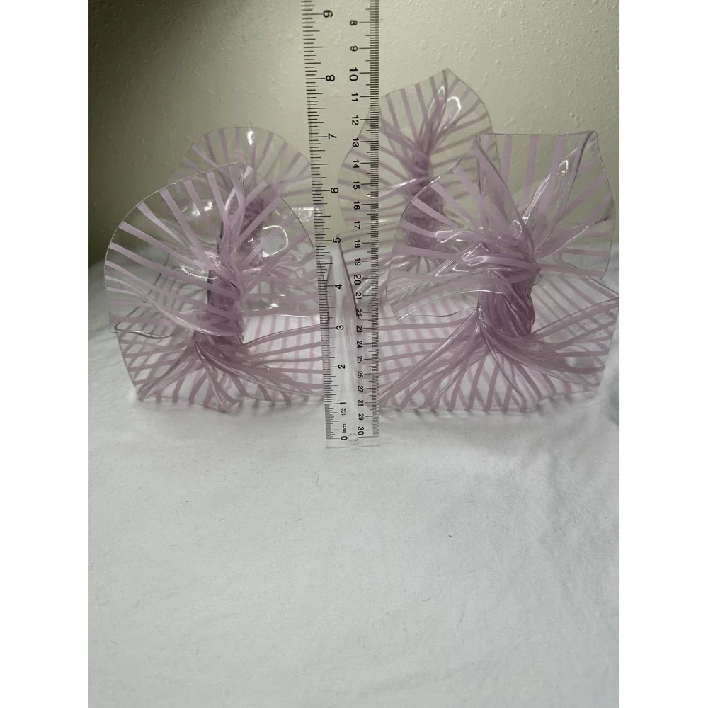 CT Designs Retro Charlevoix MI Lucite Acrylic Freeform Pink‎ Stripes Basket Set
